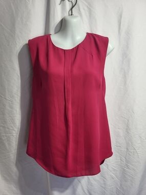 RW&CO. Sleeveless Fuchsia Pleated Front Camisole, Size Small